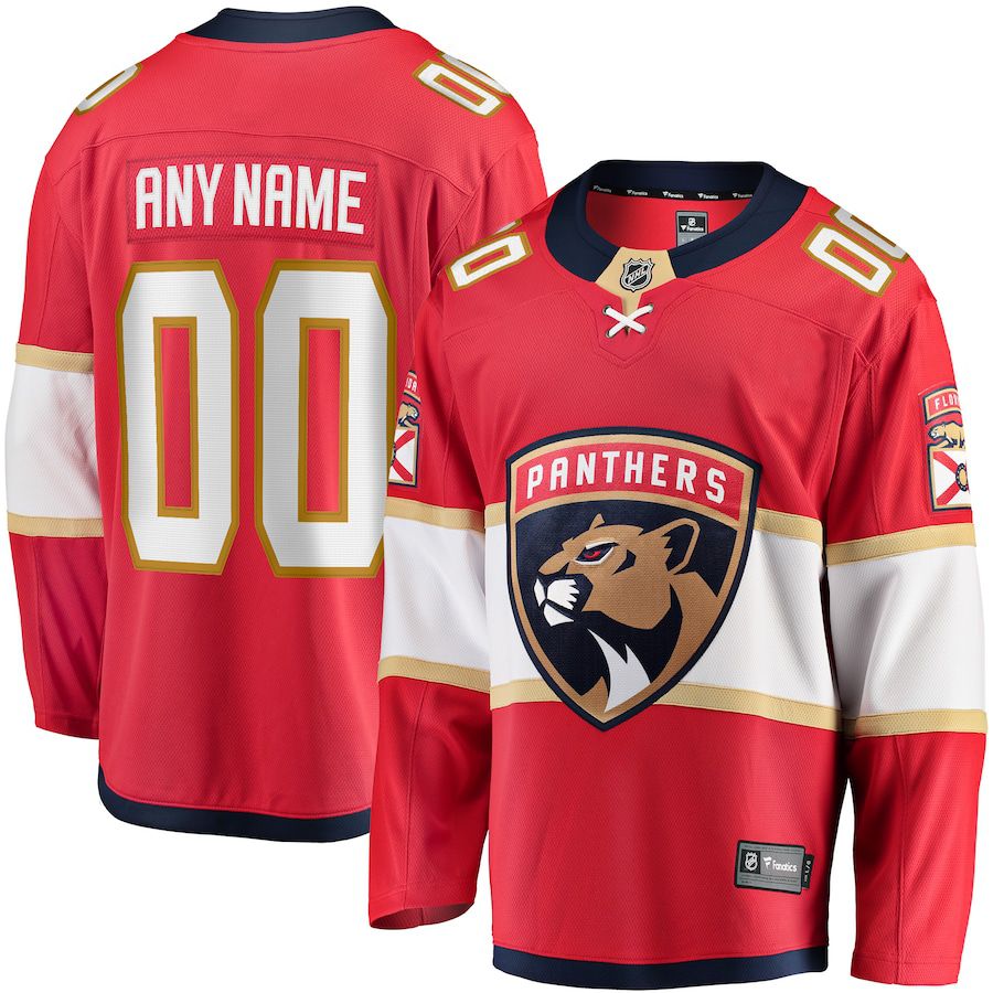 Men Florida Panthers Fanatics Branded Red Home Breakaway Custom NHL Jersey